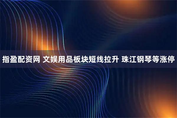 指盈配资网 文娱用品板块短线拉升 珠江钢琴等涨停