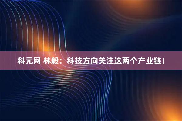 科元网 林毅：科技方向关注这两个产业链！
